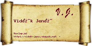 Vidák Jenő névjegykártya